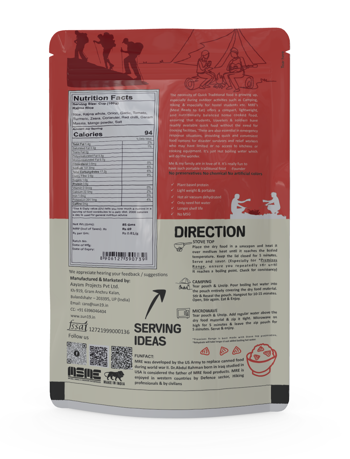 Dehydrated Rajma Rice Meal